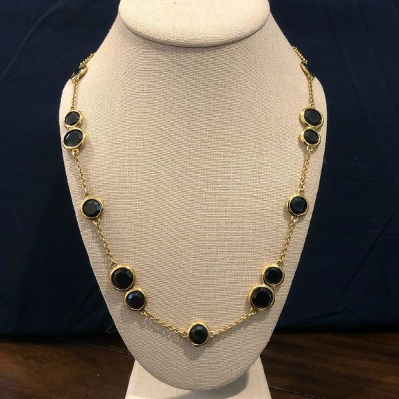 KATE SPADE Gold Tone & Black Crystal 32” Necklace - Picture 1 of 15